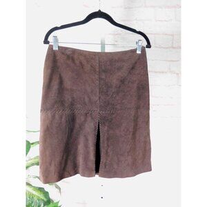 Worth Suede Brown Leather Mini Skirt Boho Western Size 6